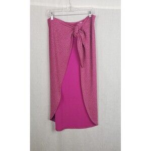 Good American Hawaiian Pink 0-4 Swim Cover Up Waist Tie Front Sparkle Beach NWT